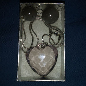 Jewelry - Customizable silver necklace with bead earrings Jewelry - Customizable silver necklace with bead earrings